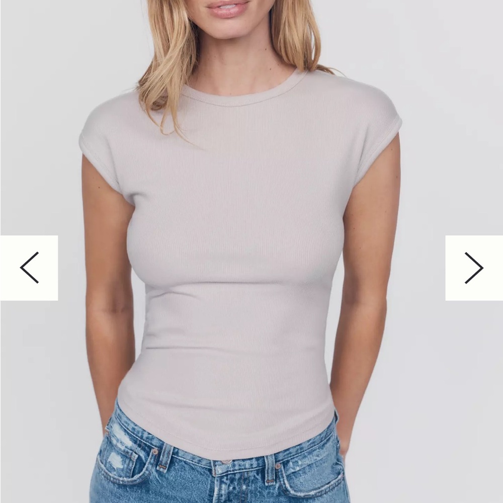 Anthropologie Maeve Beige Ribbed Cap-Sleeve Tank